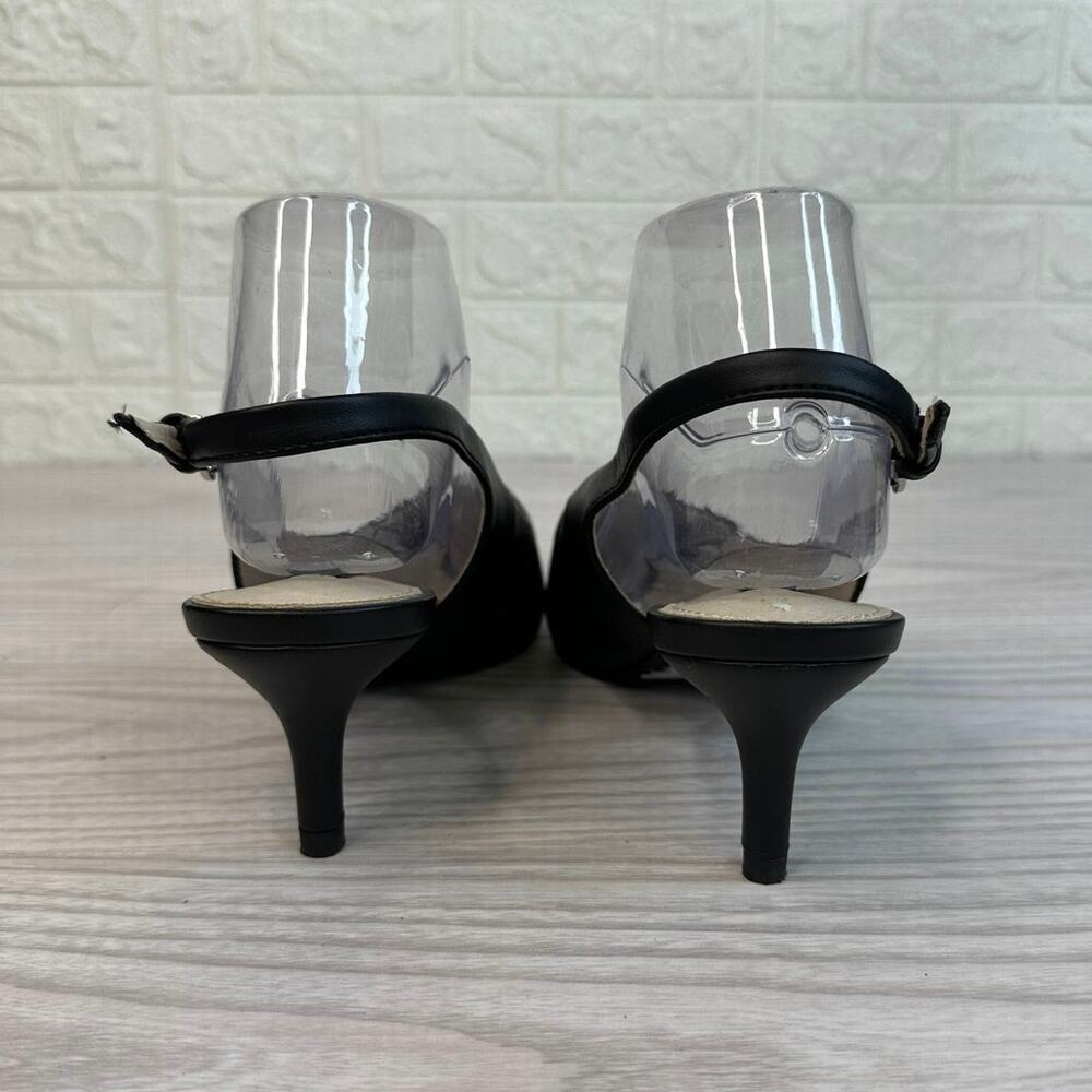 French Connection Quinn Slingback Pumps Sz 10 Black Pointed Kitten Heels Classic - Picture 3 of 9